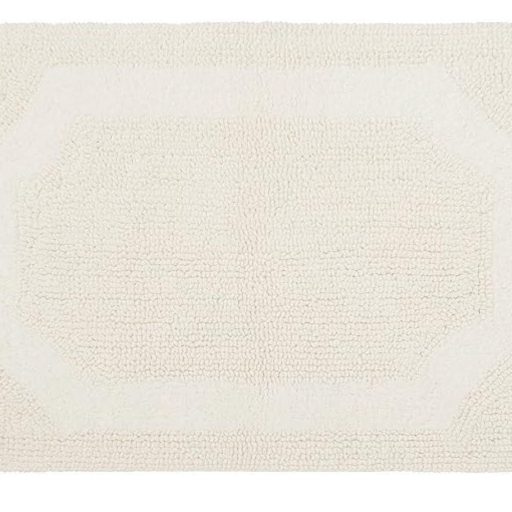 Laura Ashley Solid Reversible Ivory 21 in. X 34 in. Bath Mat NWT